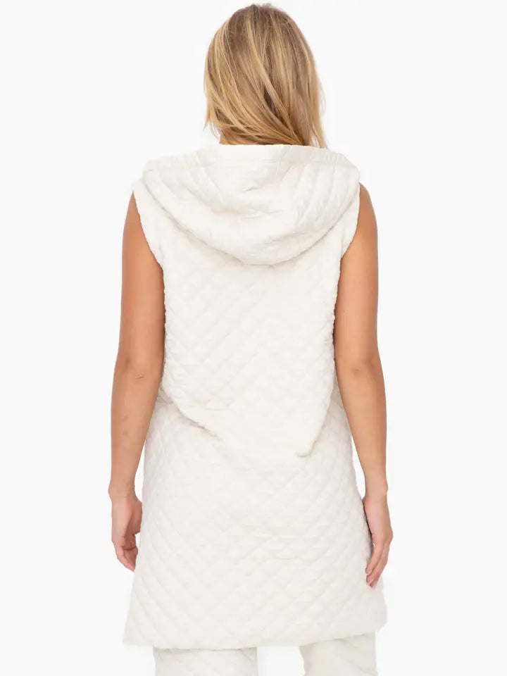Longline Quilted Ivory Vest