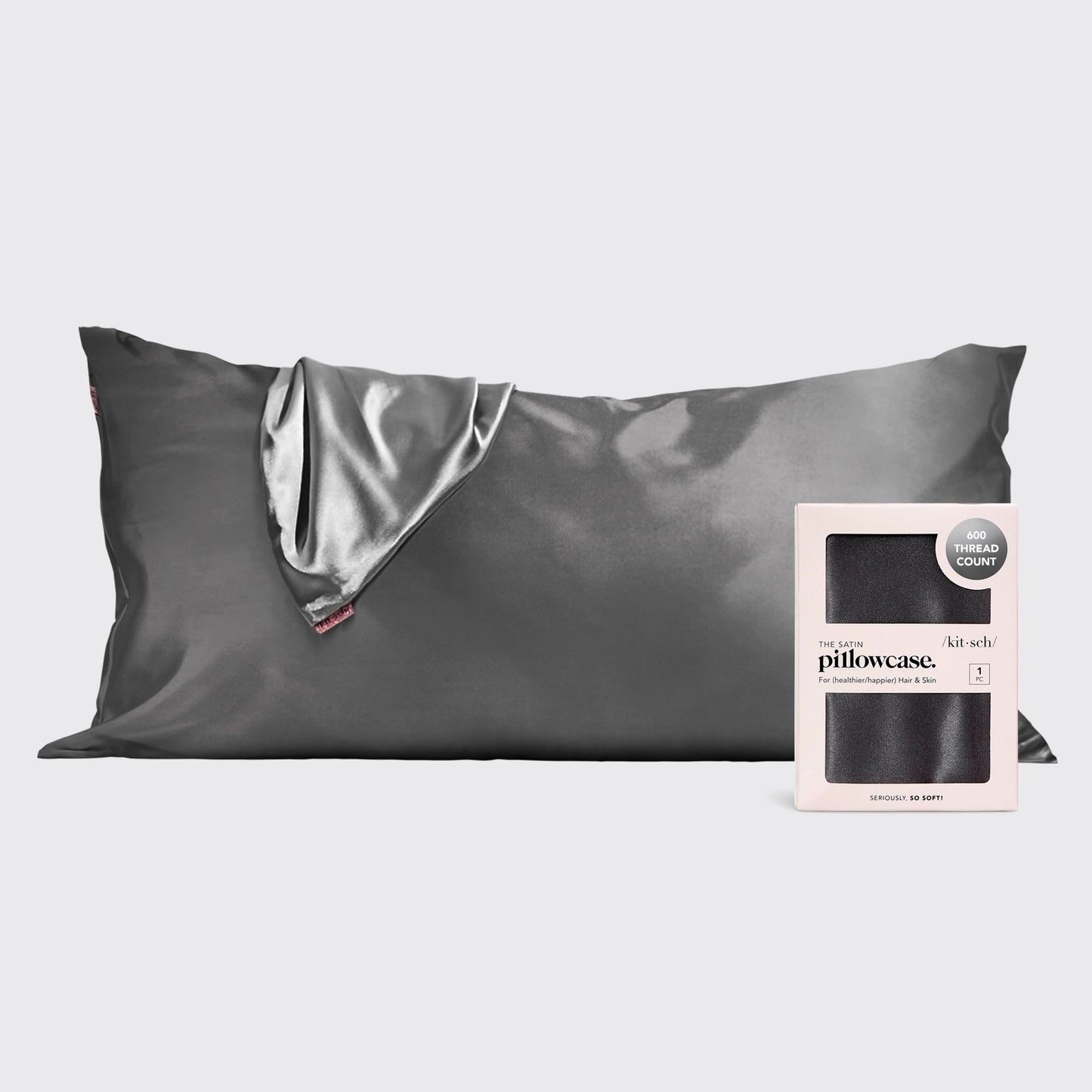 King Size Satin Pillowcase- Charcoal