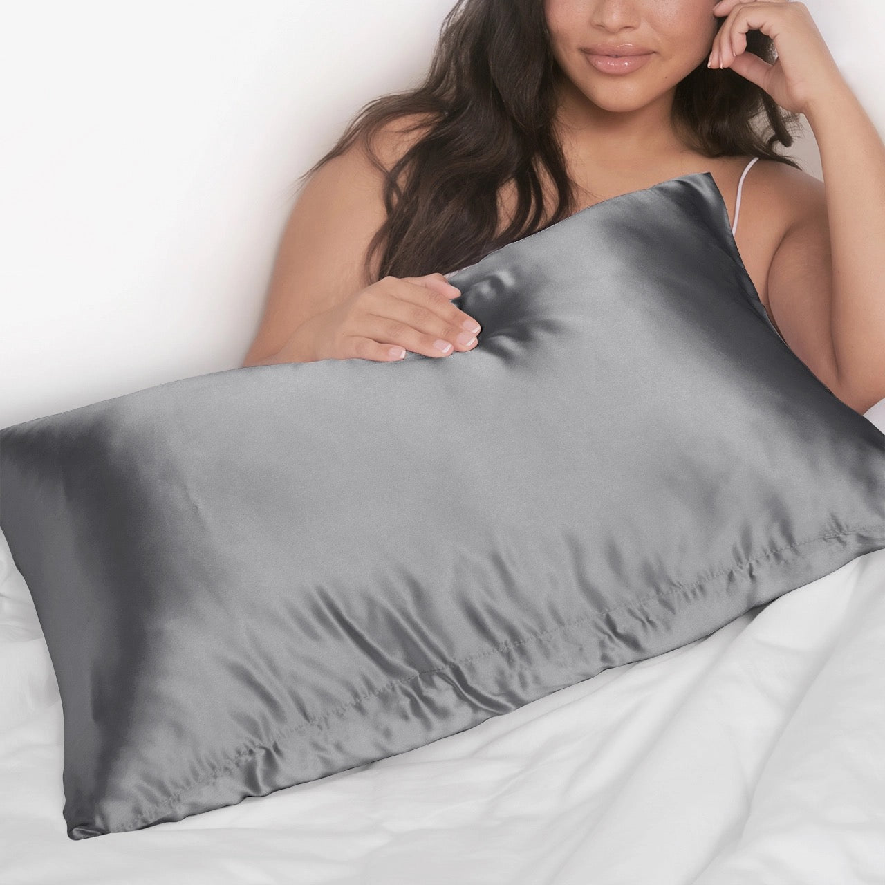 King Size Satin Pillowcase- Charcoal