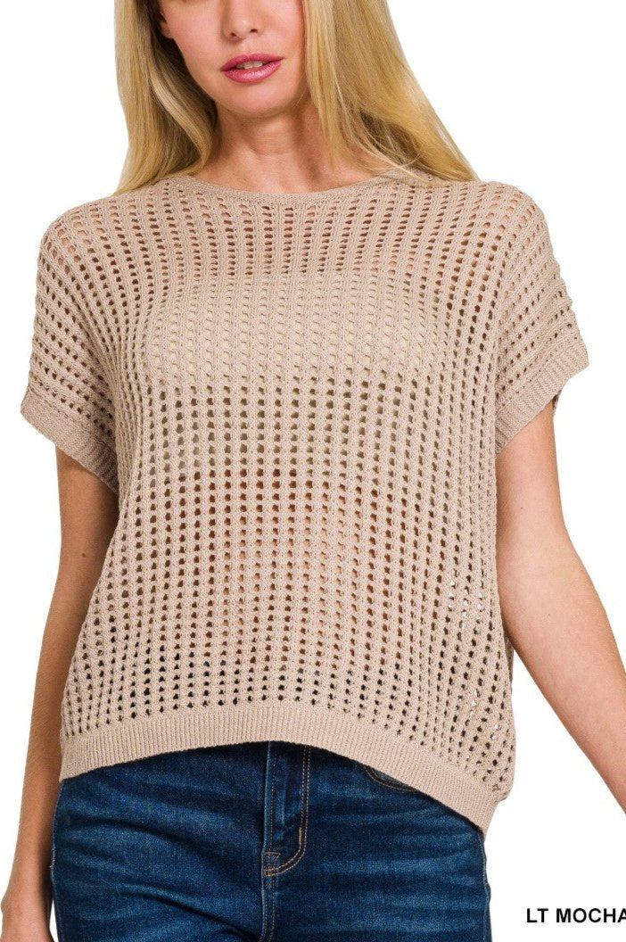 Crochet Knit Sheer Sweater