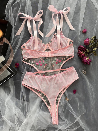 Floral Bow-Strap Teddy