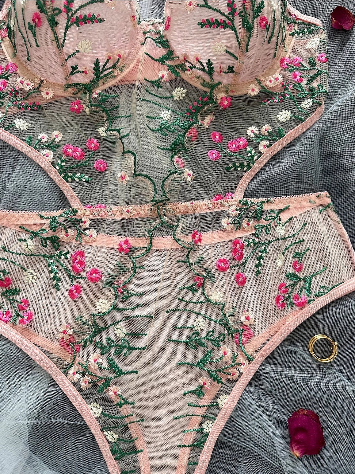 Floral Bow-Strap Teddy