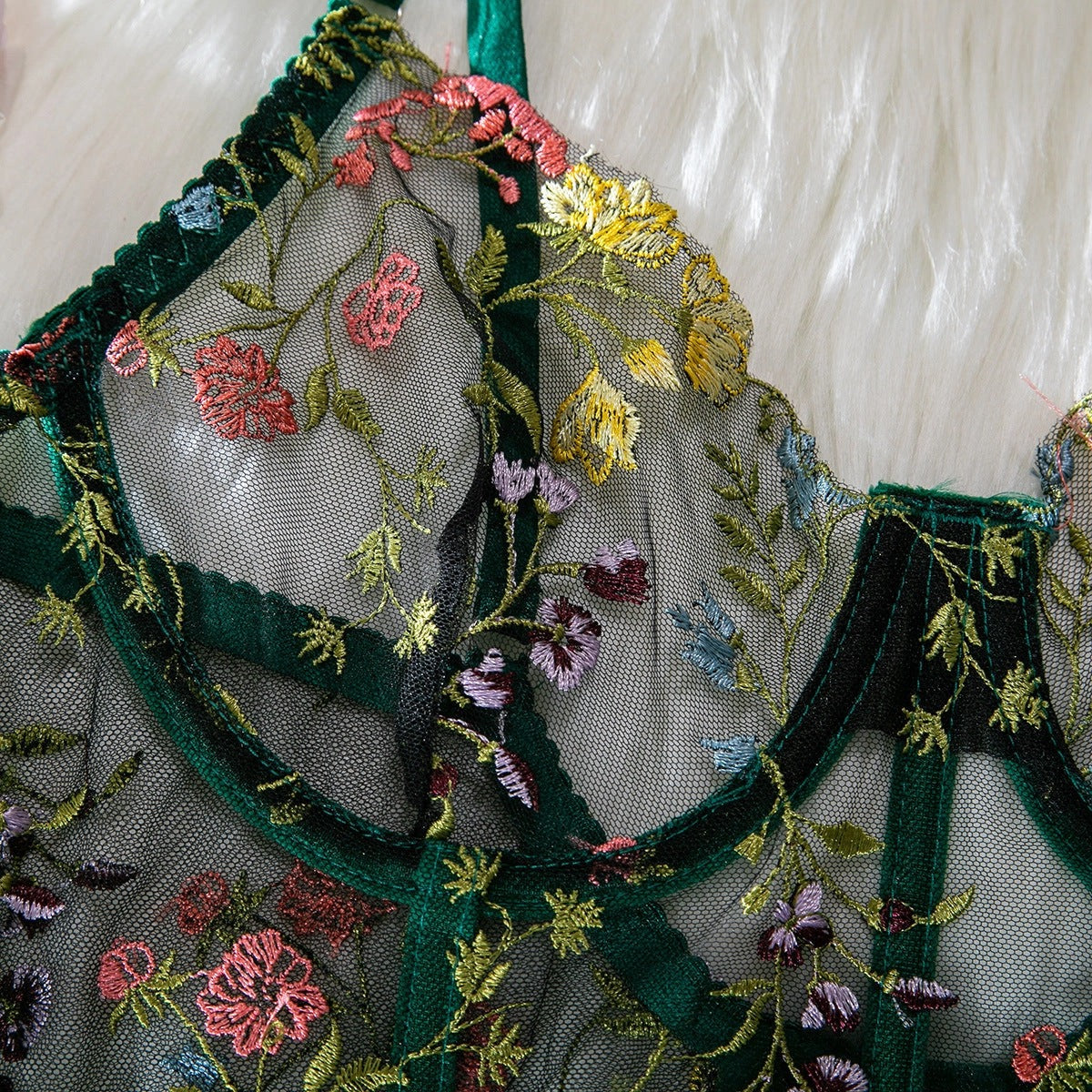 Emerald Floral Lingerie Set
