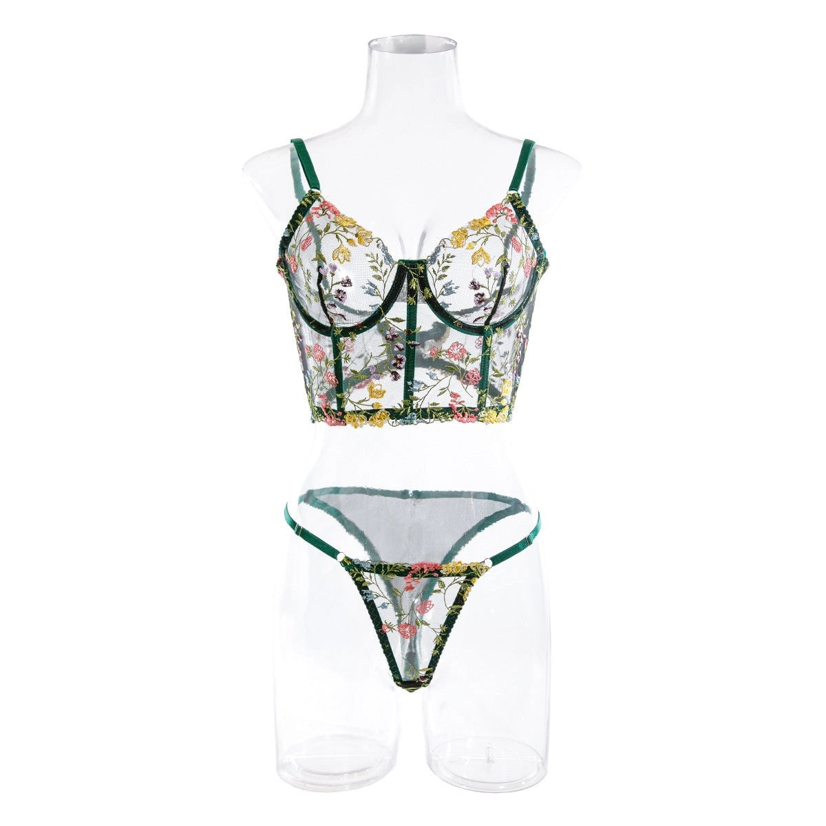 Emerald Floral Lingerie Set