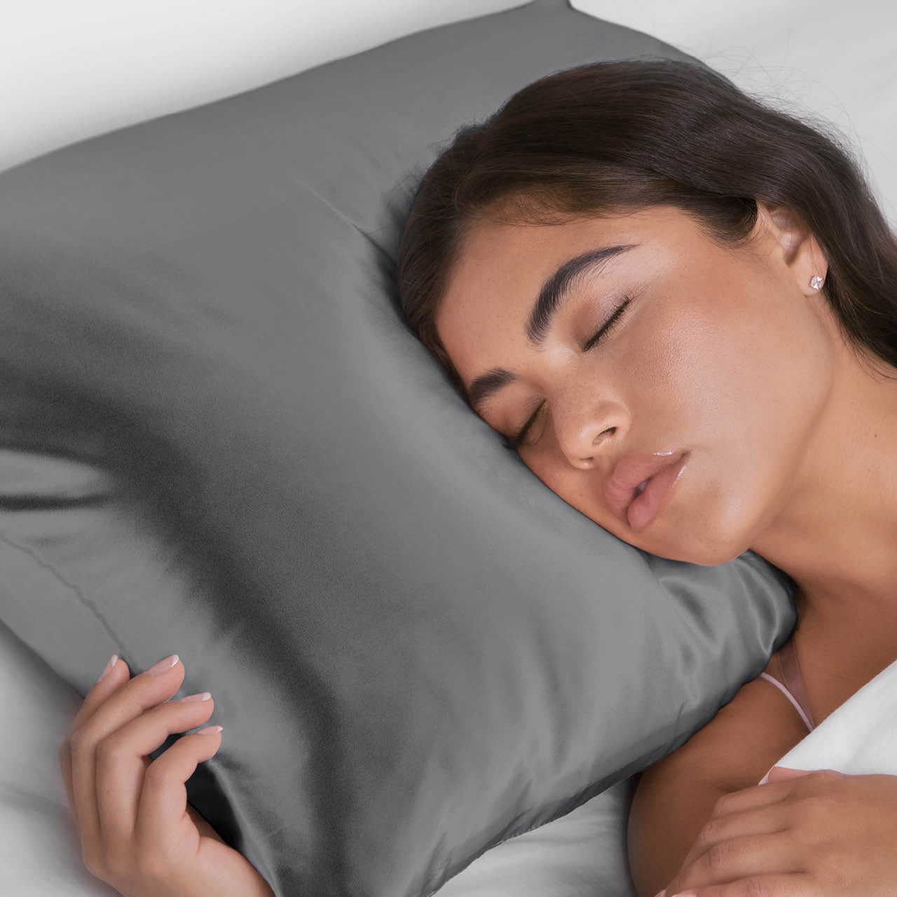 Standard/Queen Size Satin Pillowcase- Charcoal